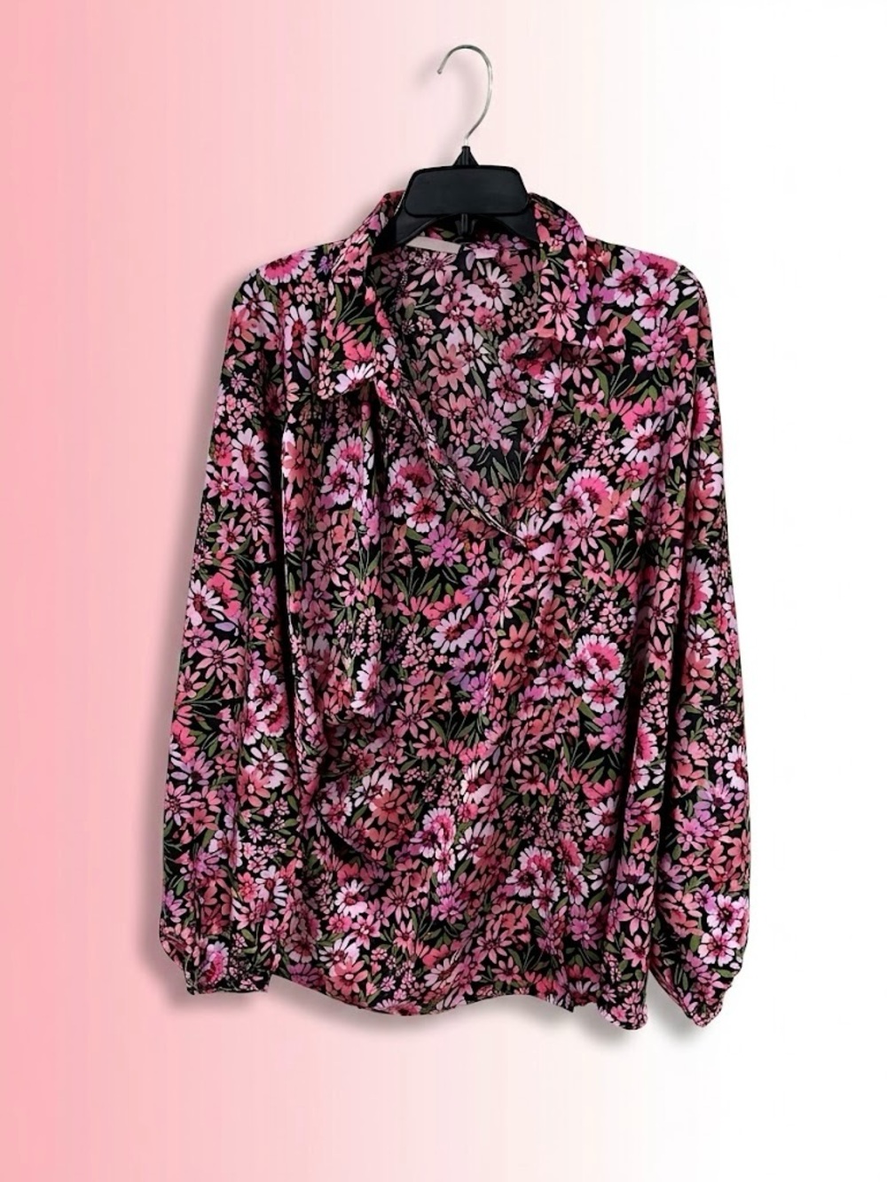 Sunny Leigh Pink Floral Long Sleeve Blouse